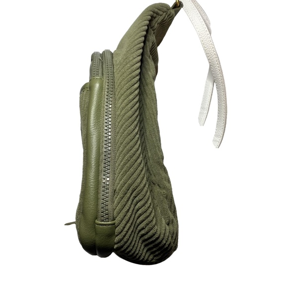 HAUTE HIPPIE Olive Green Corduroy Sling Backpack Crossbody Bag Utilitarian Boho - Picture 8 of 15